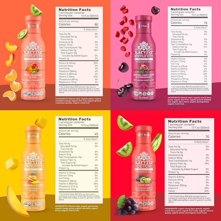 Karviva Organic Juice Cleanse & Skin Glowing Pack for Weight Control & Sugar Detox - Pack of 6