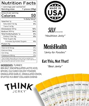 Think Jerky Stick Variety Pack, Sugar Free, Gluten Free, No Nitrates Keto Friendly Paleo High Protein - .5 oz Sticks,  Pack of 18