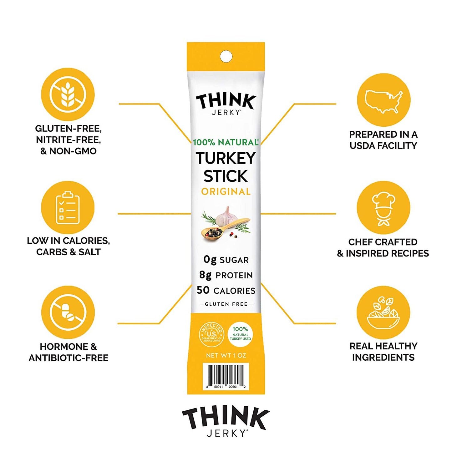 Think Jerky Stick Variety Pack, Sugar Free, Gluten Free, No Nitrates Keto Friendly Paleo High Protein - 1.0 oz Sticks,  Pack of 10