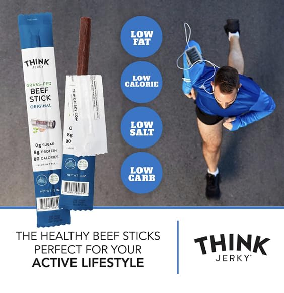 Think Jerky Stick Variety Pack, Sugar Free, Gluten Free, No Nitrates Keto Friendly Paleo High Protein - .5 oz Sticks,  Pack of 18