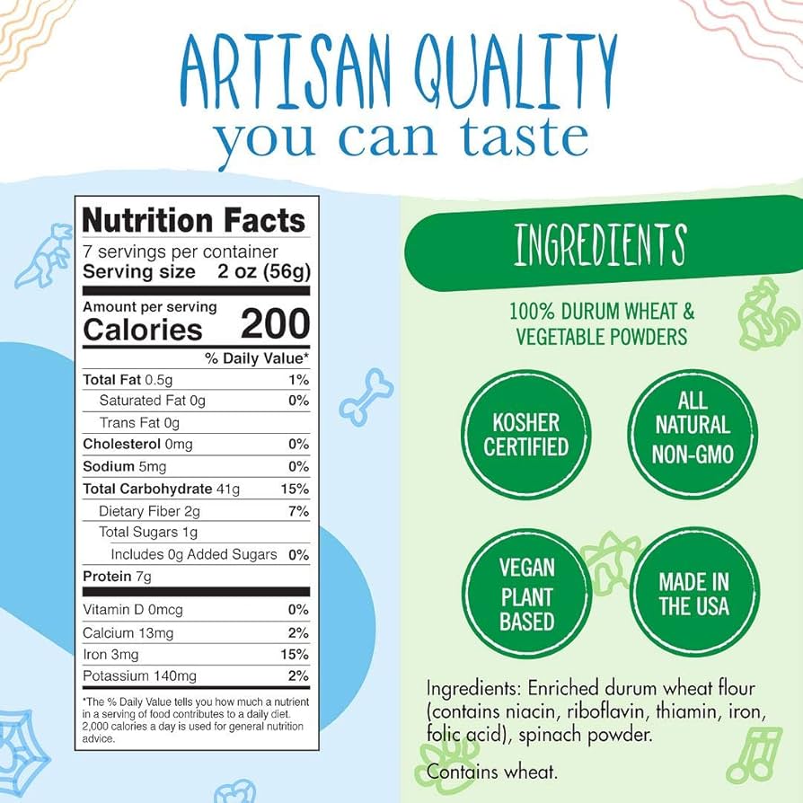 Pastabilities Fun Shaped Pasta for Kids - Christmas Tree Shaped - Green and Brown Tree Holiday Theme, Non-GMO Natural Wheat and Vegetable Pasta, All-Natural, Kosher Certified - Pack of 2