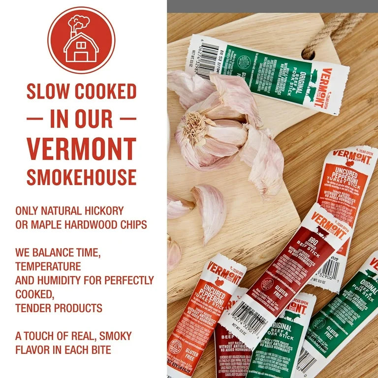 Vermont Smoke & Cure Mini Meat Sticks, 3 oz - Pouch Variety Sampler Pack -  Protein Snacks,  No Antibiotics or Added Hormones, Hiking Snacks - Pack of 4