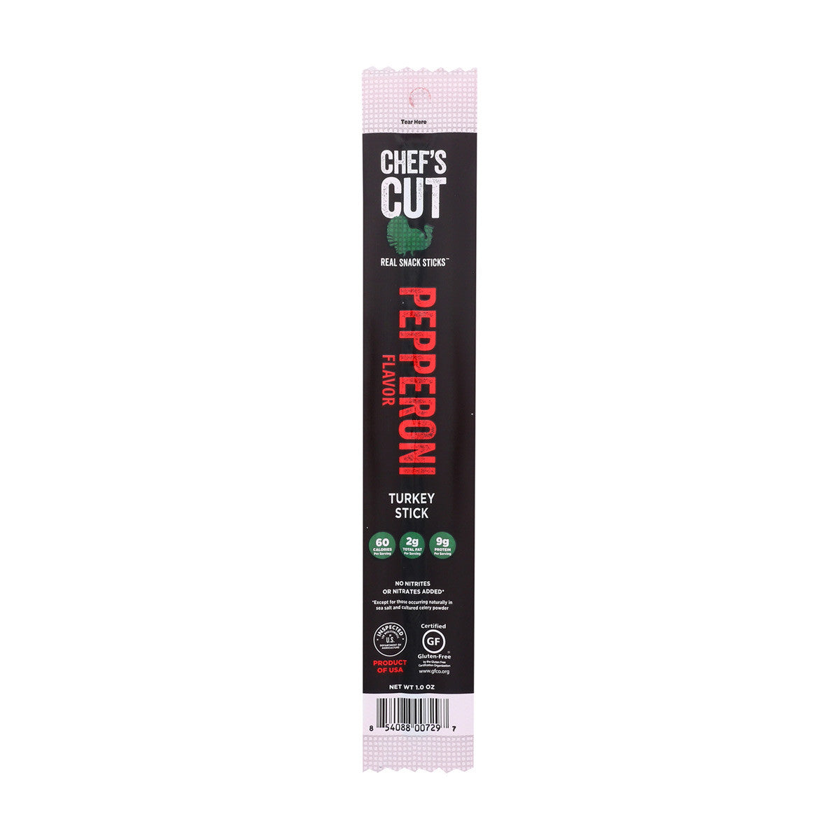 Chef's Cut Turkey Pepperoni Meat Snack Sticks, High Protein Meat Snack, Gluten Free - Pack of 24