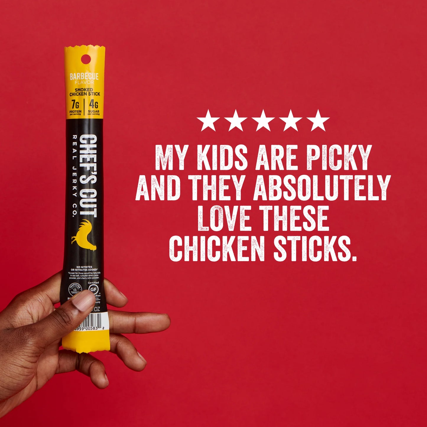 Chef's Cut Barbecue Chicken Meat Snack Sticks, Gluten Free - Pack of 12