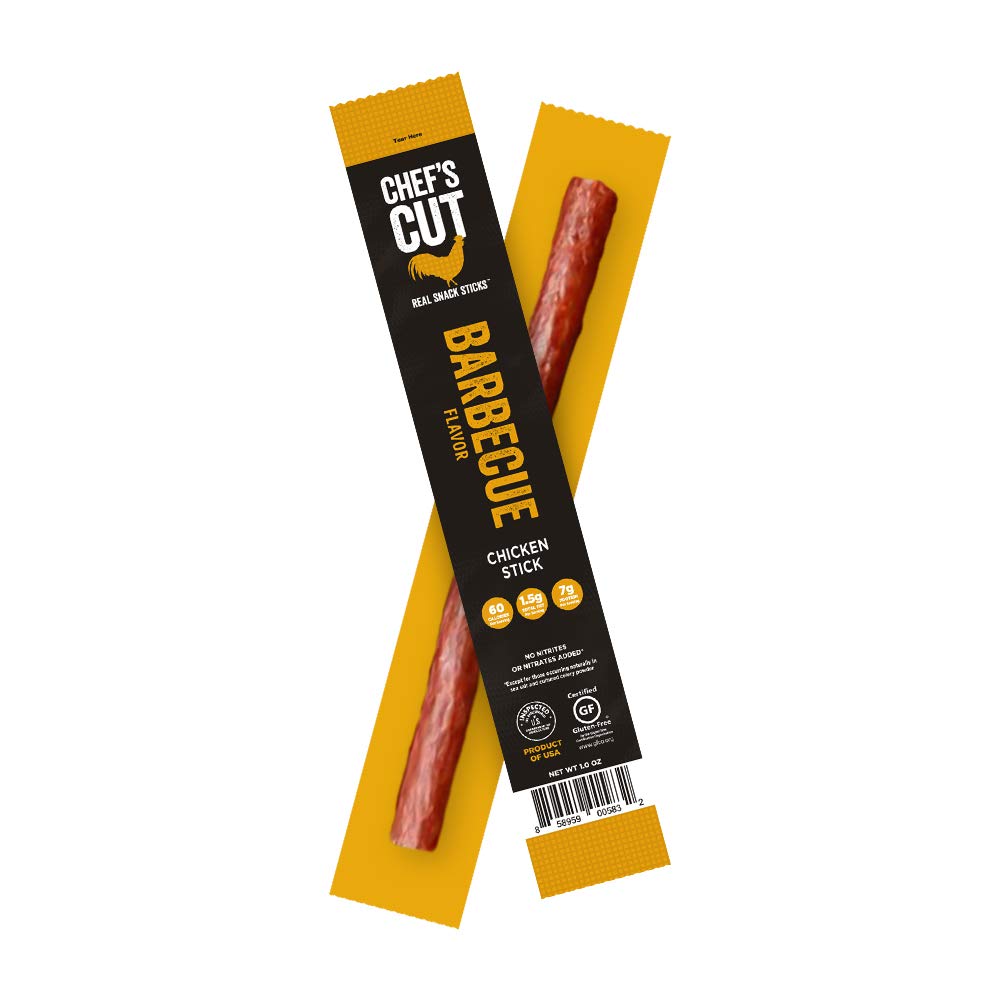 Chef's Cut Barbecue Chicken Meat Snack Sticks, Gluten Free - Pack of 12