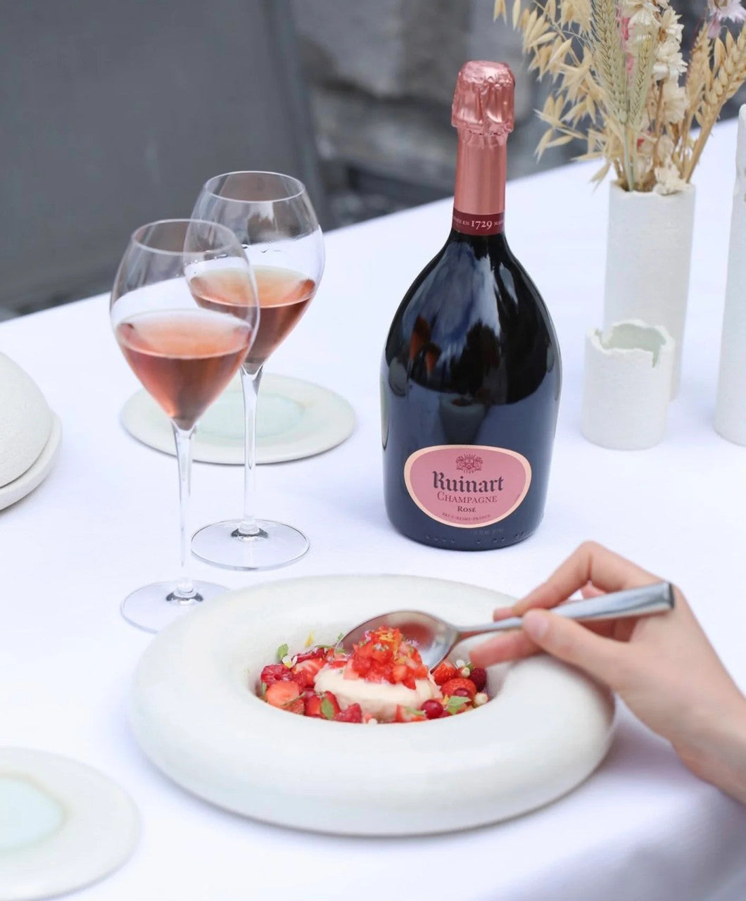 Chocolate Dipped Covered Champagne Half Bottle - Ruinart Rose Champagne