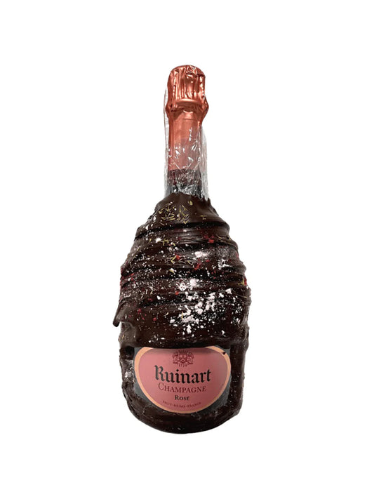 Chocolate Dipped Covered Champagne Bottle - Ruinart Rose Champagne
