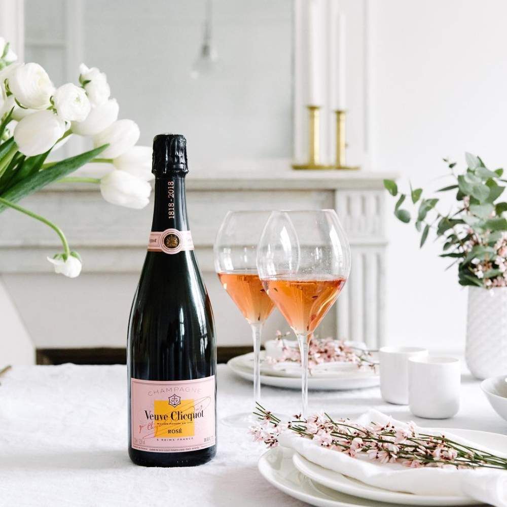 Chocolate Dipped Covered Champagne Bottle - Veuve Cliquot Rose