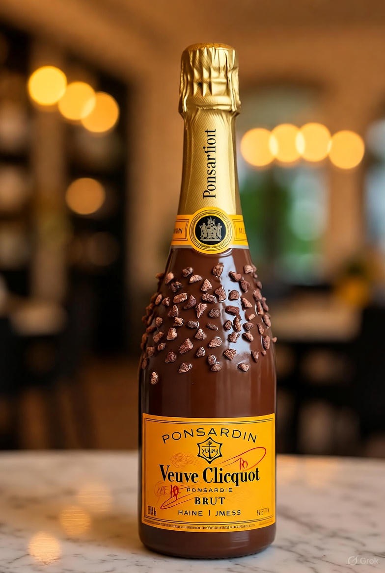 Chocolate Dipped Covered Champagne Bottle - Veuve Clicquot Brut Champagne