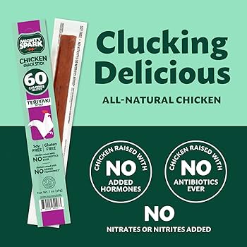 Mighty Spark Chicken Snack Sticks - Teriyaki - 6g of Protein, No Antibiotics Ever, No Hormones Added, Gluten Free - Pack of 48