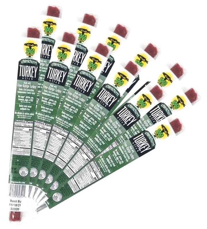Sogo 100% Free Range Turkey Chimichurri Meat Sticks - No Sugar, Gluten Free, No Nitrates, MSG Free, 1 oz - Pack of 24