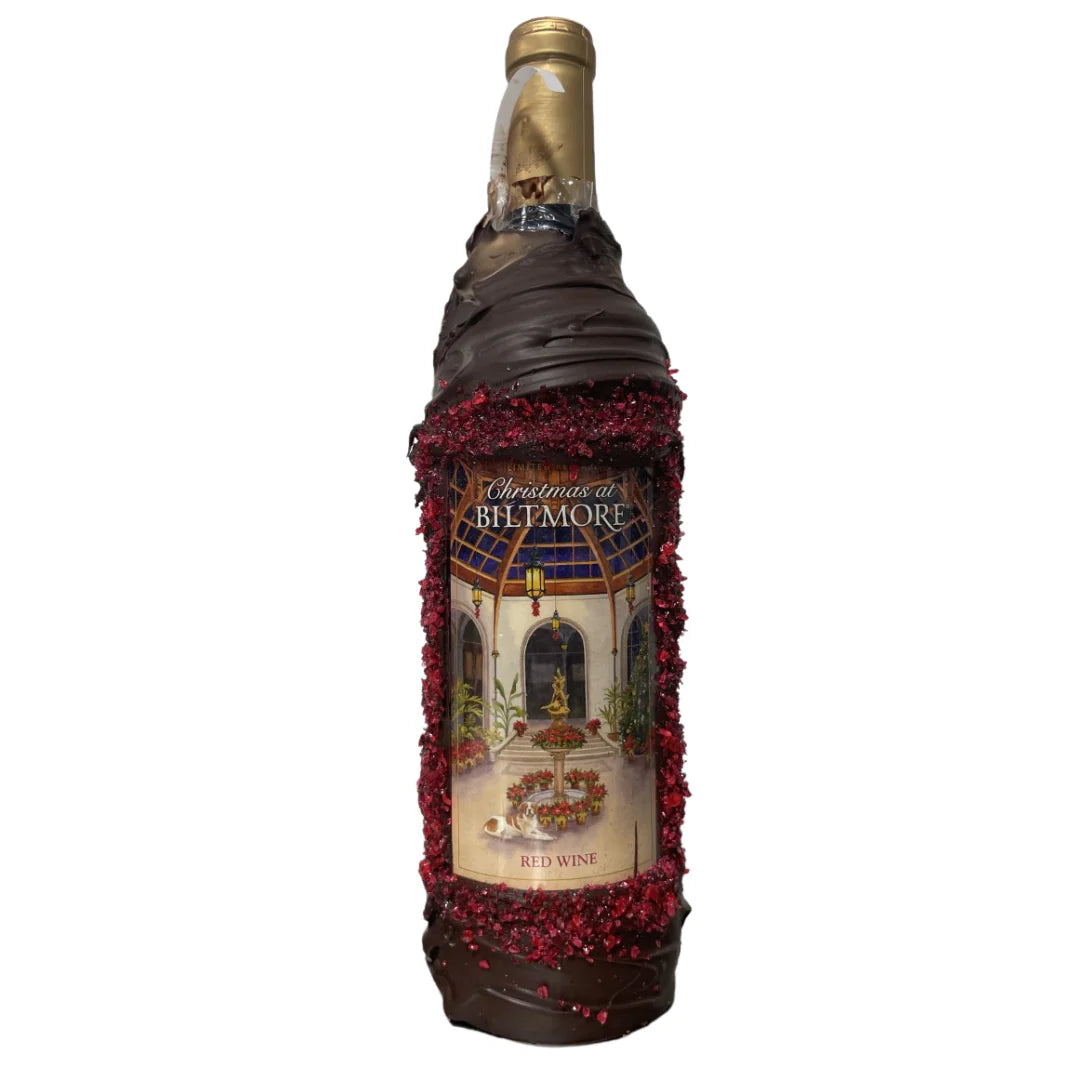 Chocolate Dipped Covered Wine Bottle - Biltmore Christmas Wine, Red & White - includes 2