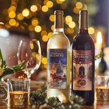 Chocolate Dipped Covered Wine Bottle - Biltmore Christmas Wine, Red & White - includes 2