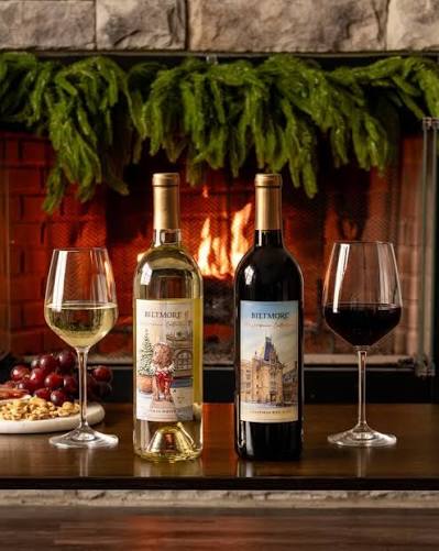 Chocolate Dipped Covered Wine Bottle - Biltmore Christmas Wine, Red & White - includes 2