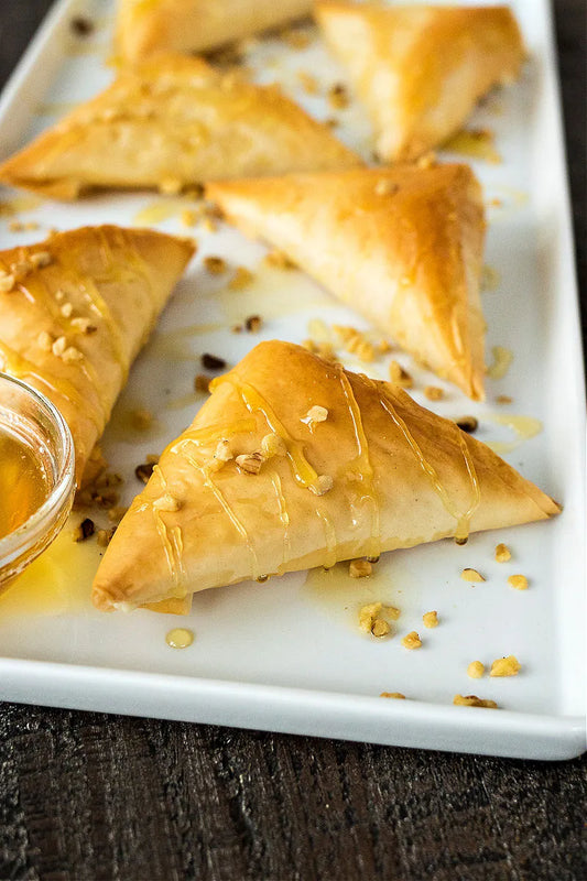 Goat Cheese Red Pepper Stuffed Phyllo Triangles  - includes 24