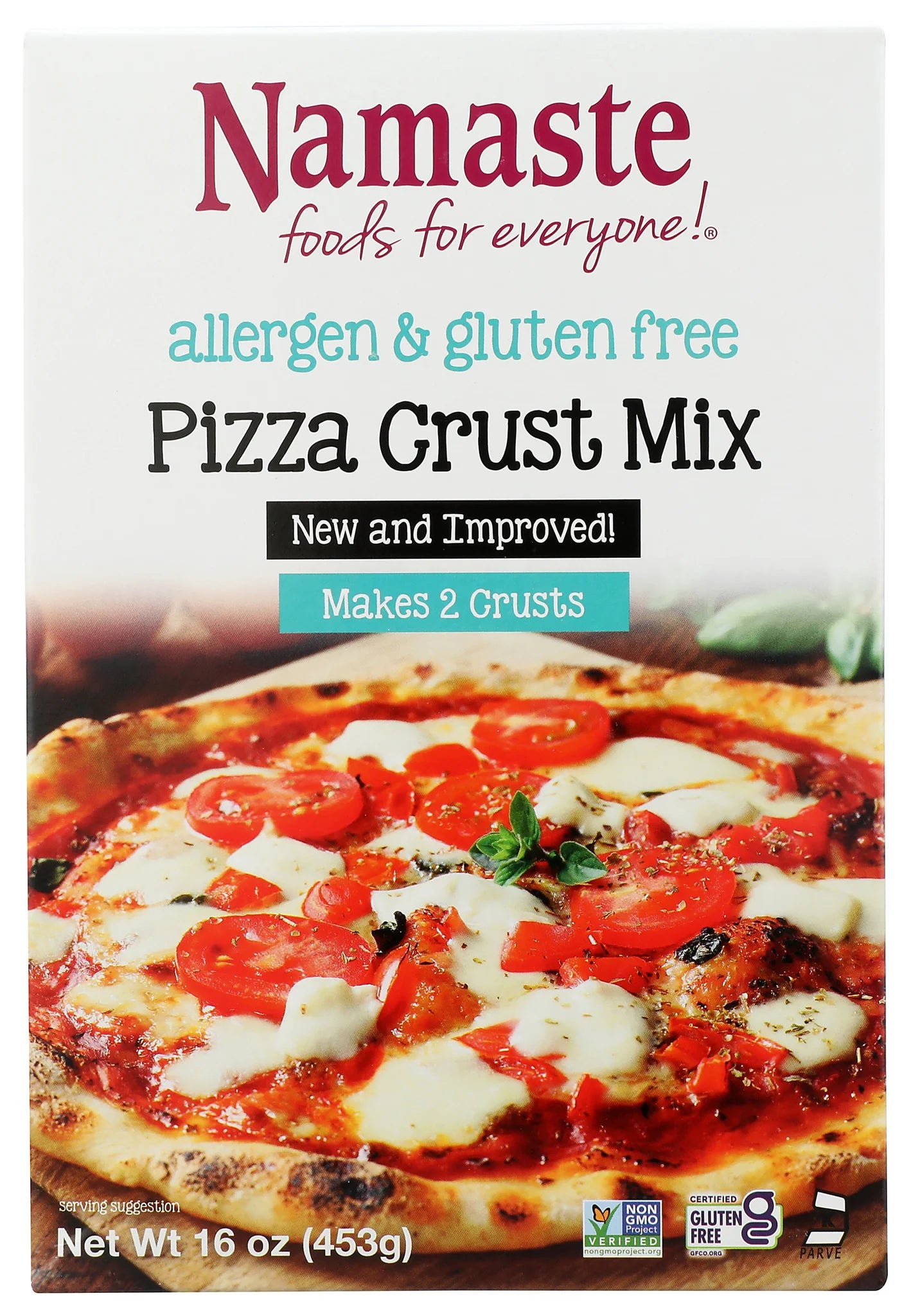 Namaste Foods, Gluten Free Pizza Crust Mix, Allergen-Free, 16 oz - Pack of 6