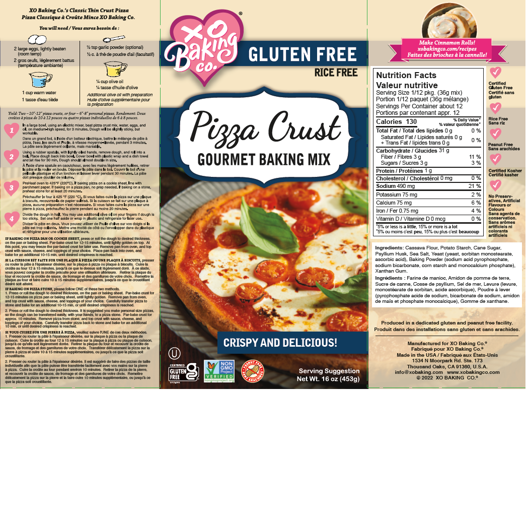 XO Baking Co. Gluten Free Pizza Crust Gourmet Baking Mix - Cinnamon Roll Mix; Non-GMO; Kosher; Rice, Dairy, Peanut, Soy and Grain Free, 16 oz - Pack of 6