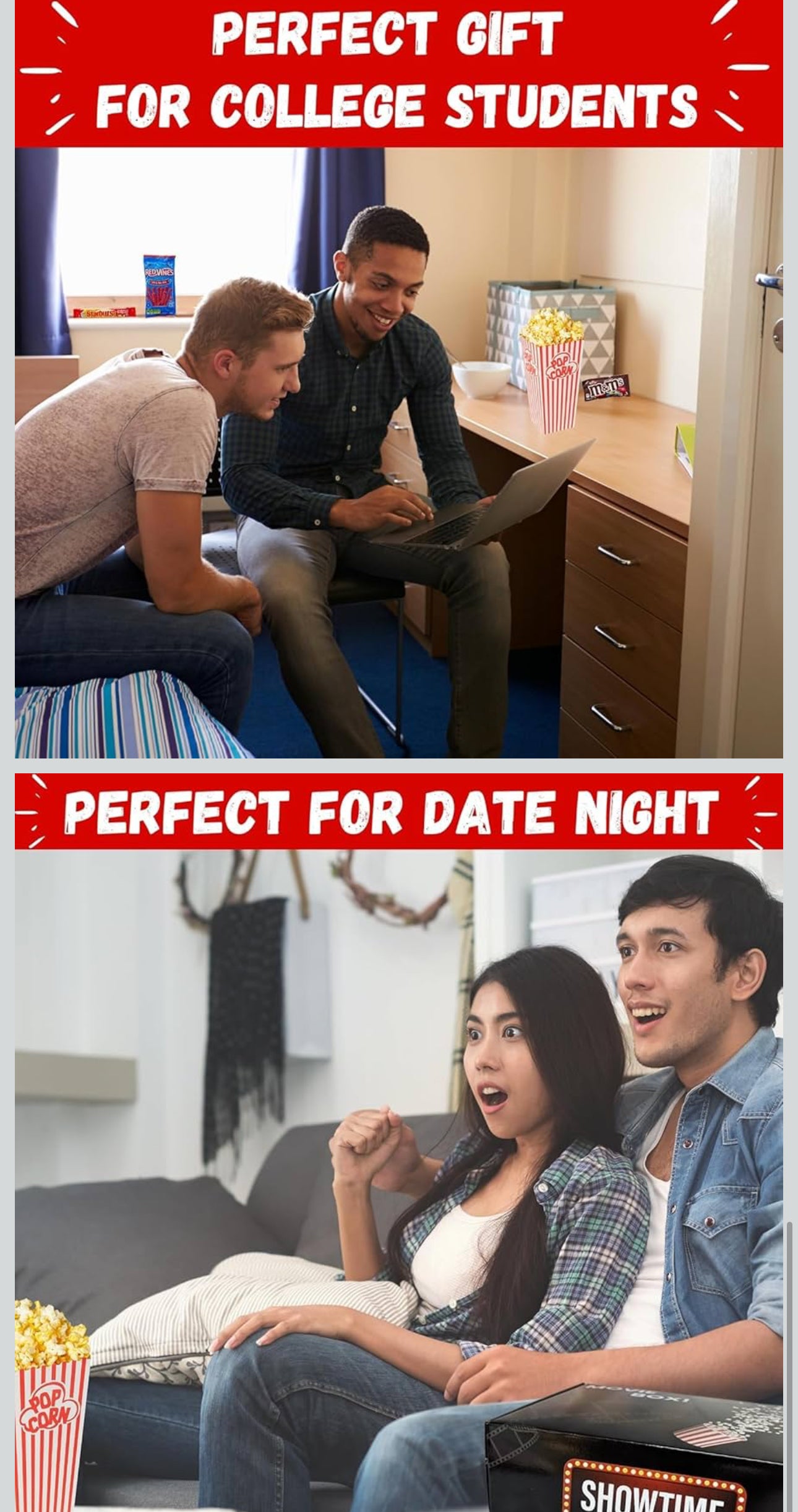 Movie Night Gift Basket – 33 Piece Gift Box with Popcorn, Candy, Snacks & Bingo