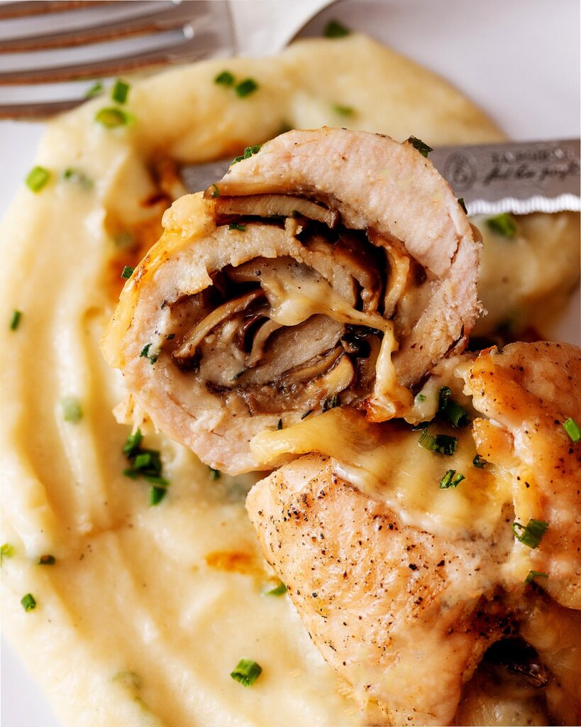 Bacon Wrapped Stuffed Chicken Breasts Combo - Mushroom Swiss & Holiday Stuffing - 14 oz - Pack of 8