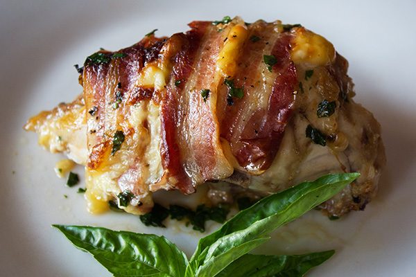 Bacon Wrapped Stuffed Chicken Breasts Combo - Mushroom Swiss & Holiday Stuffing - 14 oz - Pack of 8