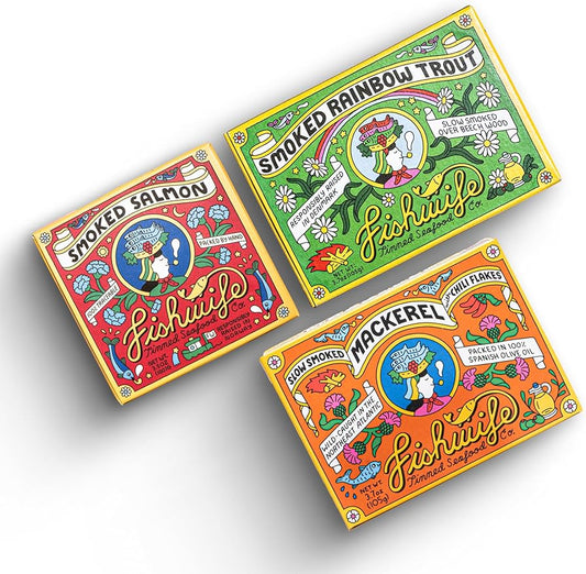 Fishwife Smoky Trio - Smoked Rainbow Trout, Smoked Atlantic Salmon, Smoked Mackerel -  MSC-Certified Sustainable Seafood - Pack of 3