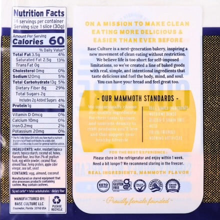 Base Culture Gluten Free Simply Honey Nut Paleo Bread - 2 Pack