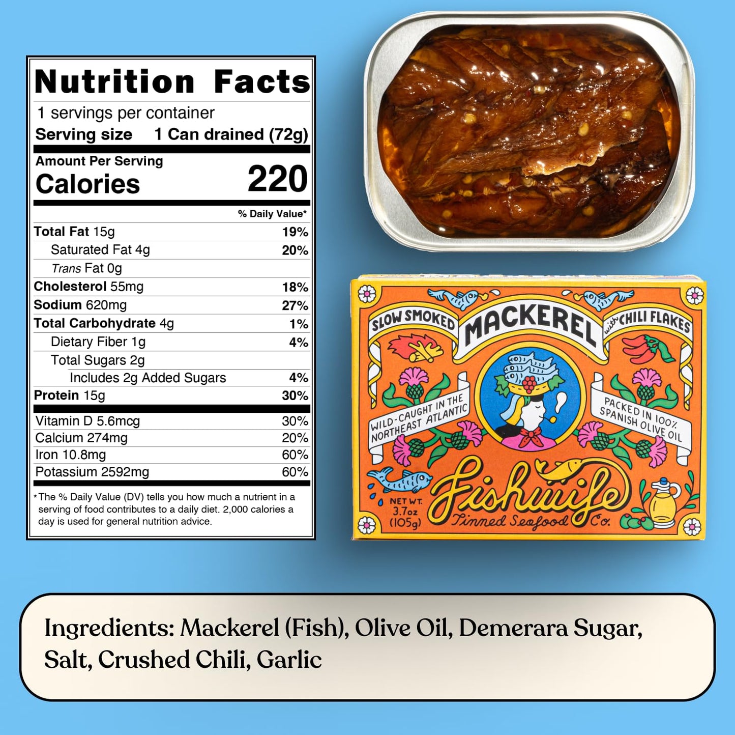 Fishwife Smoky Trio - Smoked Rainbow Trout, Smoked Atlantic Salmon, Smoked Mackerel -  MSC-Certified Sustainable Seafood - Pack of 3