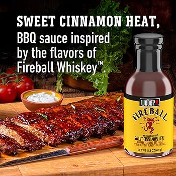 Weber Fireball Bourbon Whiskey Flavored Spice and Sauce Variety 3 Pack- Includes Seasoning, Hot Sauce, and BBQ Sauce Gift Basket