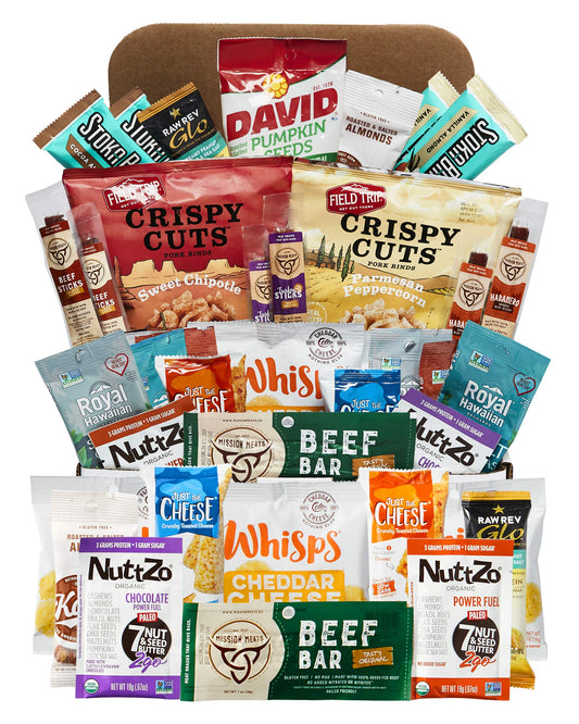 Keto Snack Box - Keto Gift Box Variety Pack, 40 items included - Low Carb & Sugar Snacks, Gluten-Free