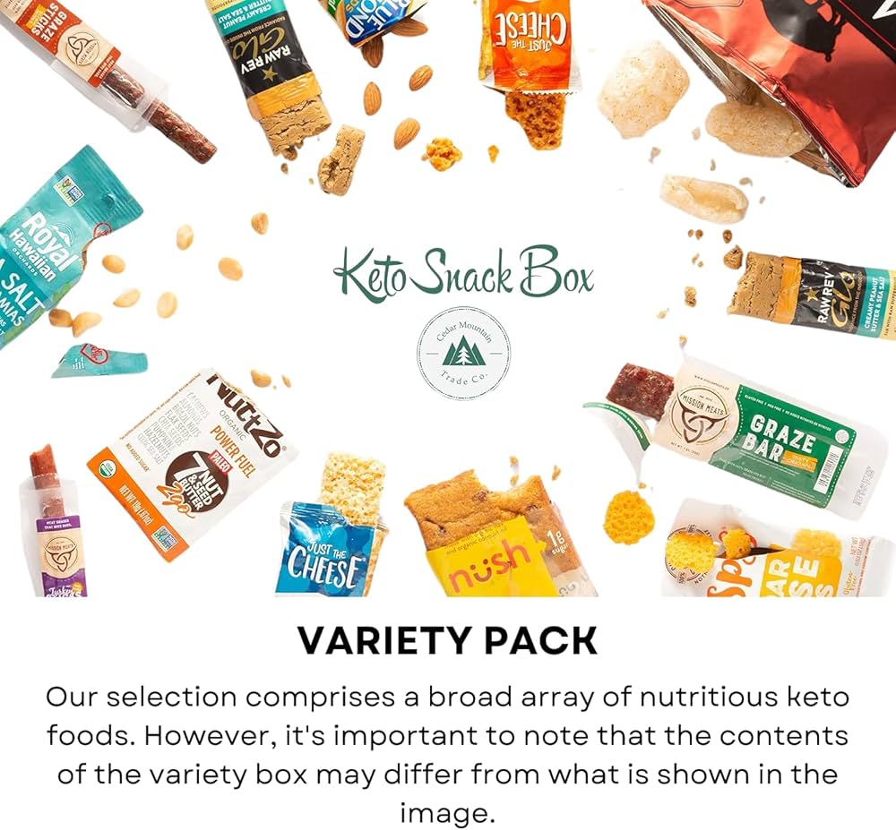 Keto Snack Box - Keto Gift Box Variety Pack, 40 items included - Low Carb & Sugar Snacks, Gluten-Free