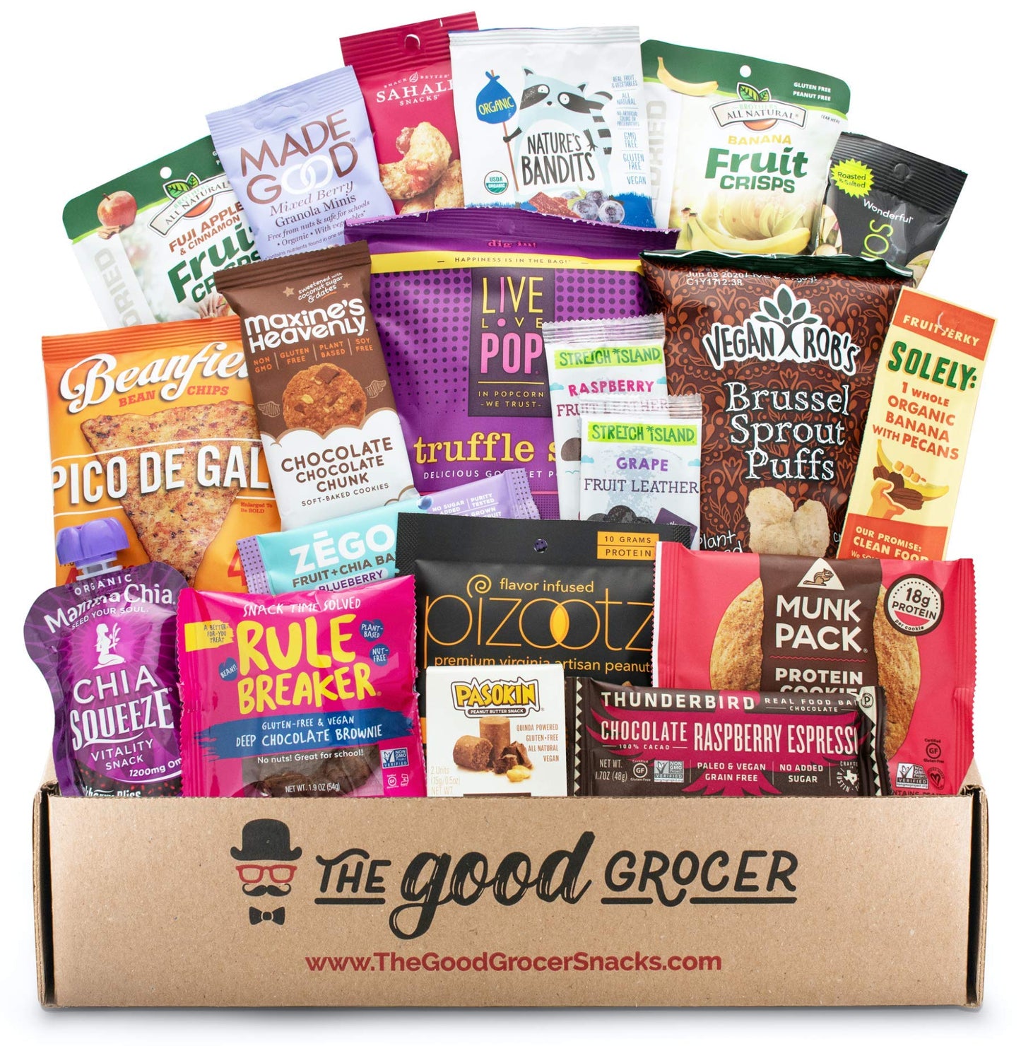 Premium Gluten Free, Vegan - Dairy, Soy and Fig Free - Healthy Snacks Care Package, includes 20 items