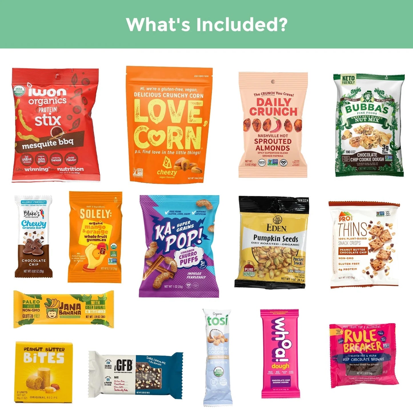 Premium Gluten Free, Vegan - Dairy, Soy and Fig Free - Healthy Snacks Care Package, includes 20 items