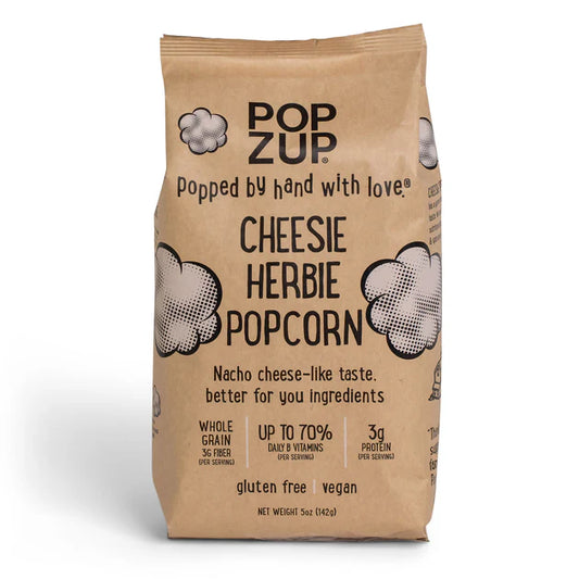 Popzup Cheesie Herbie Popcorn, Non-GMO, Gluten Free - Large Family Size - Pack of 3