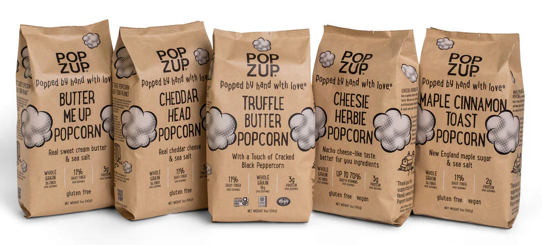 Popzup Try Them All Popcorn Variety Pack, Non-GMO, Gluten Free - Large Family Size - Pack of 5