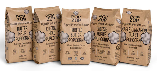 Popzup Try Them All Popcorn Variety Pack, Non-GMO, Gluten Free - Large Family Size - Pack of 5