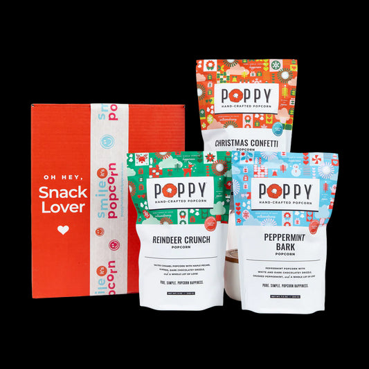 Poppy Handcrafted Popcorn Holiday Favorites Gift Set