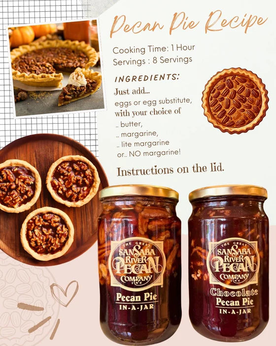 Traditional Pecan Pie In A Jar - The Great San Saba River Pecan Company