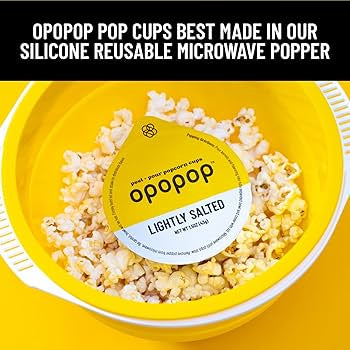 Opopop Gluten Free, Non-GMO Microwave Popcorn Pop Cups - Lightly Salted - Gourmet Kernels & Popcorn Flavoring - Pack of 6