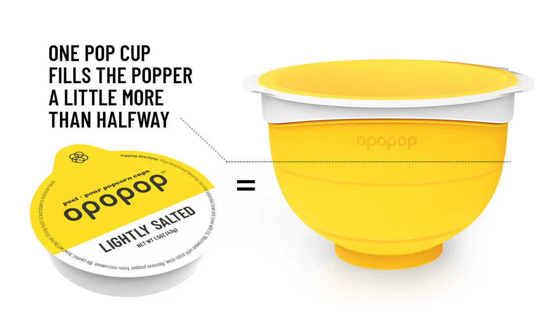 Opopop Gluten Free, Non-GMO Microwave Popcorn Pop Cups - Lightly Salted - Gourmet Kernels & Popcorn Flavoring - Pack of 6