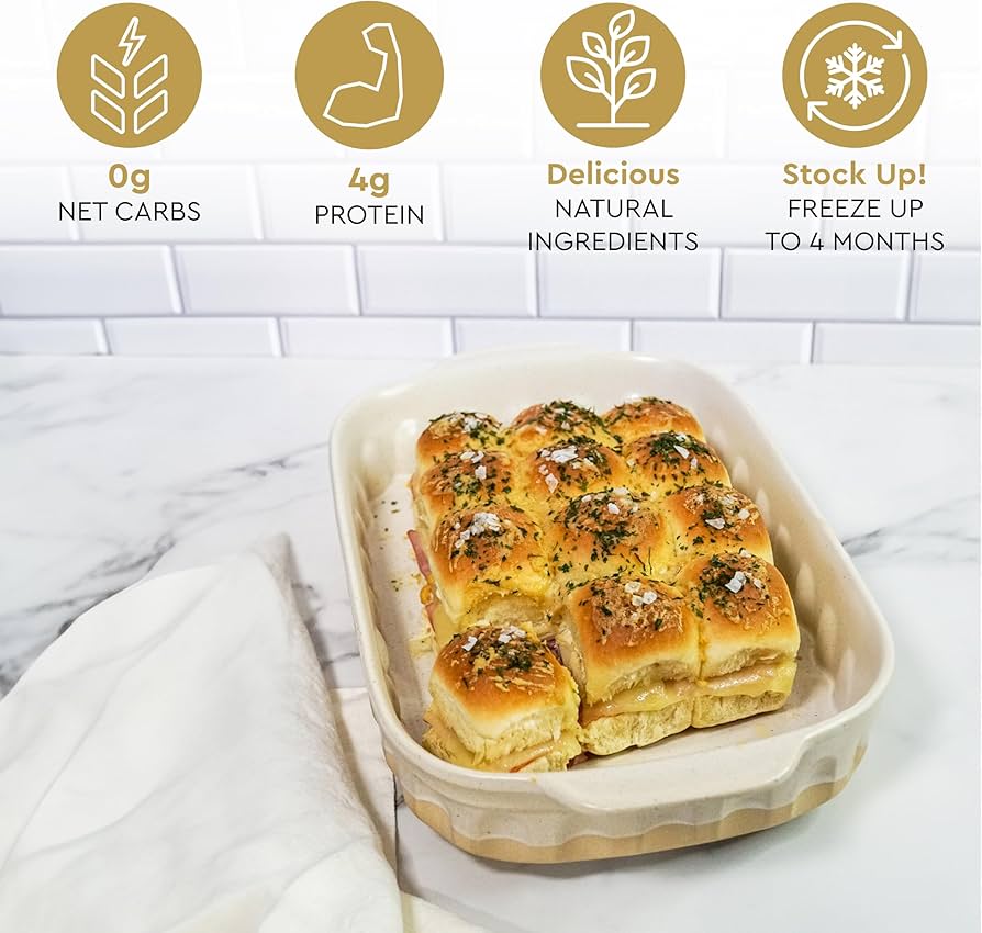 Hero Hawaiian Rolls – Net Low Carb Slider Buns & Dinner Rolls | High Fiber, 0g Net Carbs, 0g Sugar - Pack of 4