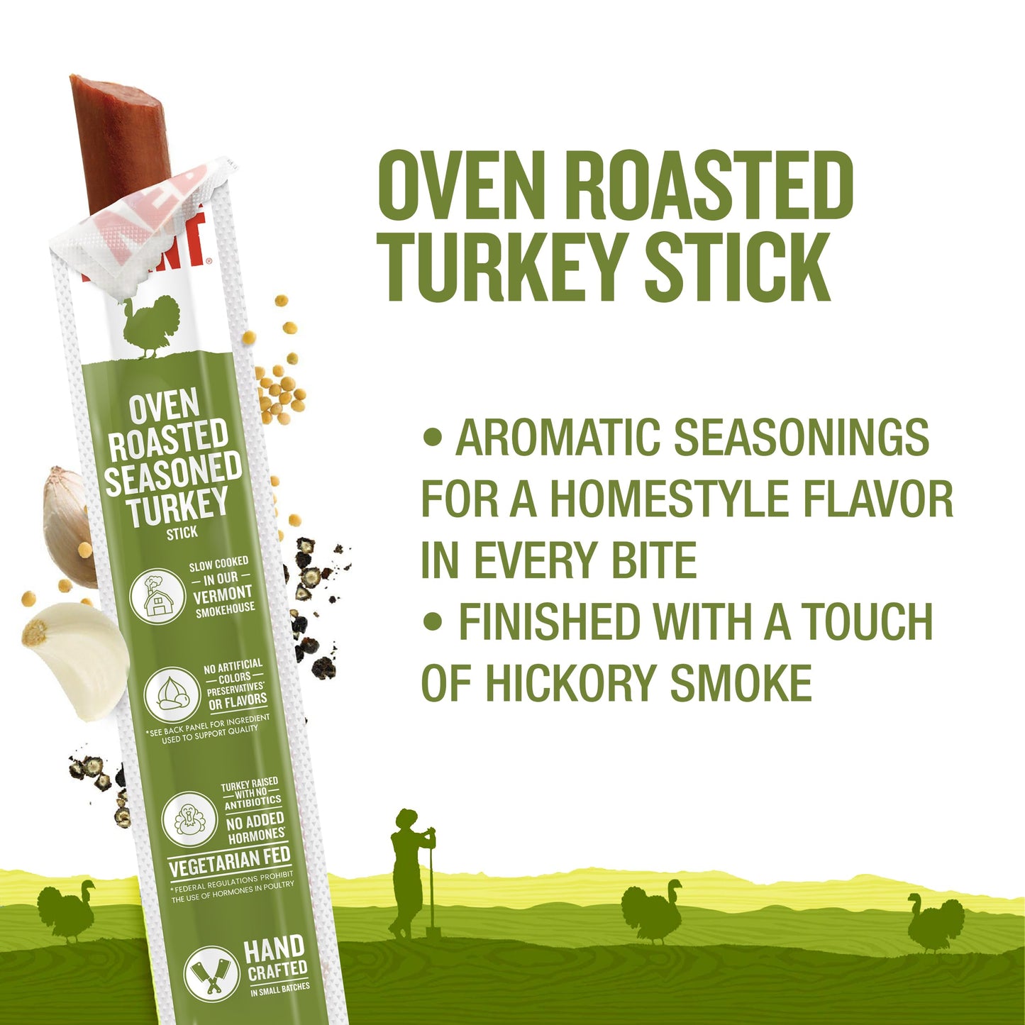 Vermont Smoke & Cure Oven Roasted Turkey Sticks - Protein Snacks,  No Antibiotics or Added Hormones, Hiking Snacks - 1 oz, Pack of 24