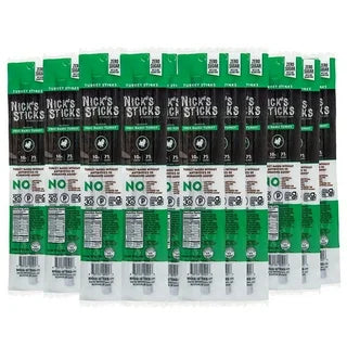 Nick's Sticks Free Range Turkey Snack Sticks, Clean & Balanced | Made in the USA | Gluten Free | Paleo, Keto, Whole30 Approved | No Soy, Antibiotics or Hormones - 1.7 oz, 2 Sticks per pack - Pack of 25