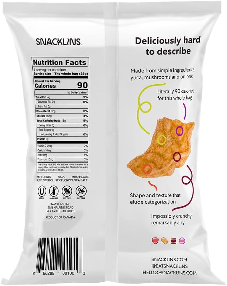 SNACKLINS Plant Based Crisps BARBEQUE - Only 90 Calories Per Bag, Gluten Free, Grain Free, 100% Kosher For Passover, Vegan Healthy Snacks, Crunchy Puffed Snack - Pack of 12