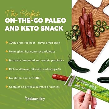 Paleovalley 100% Grass Fed Variety Beef Sticks - Delicious Gluten Free Beef Snack - High Protein Keto Friendly, Pack of 50