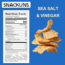 SNACKLINS Plant Based Crisps SEA SALT & VINEGAR - Only 90 Calories Per Bag, Gluten Free, Grain Free, 100% Kosher For Passover, Vegan Healthy Snacks, Crunchy Puffed Snack - Pack of 12