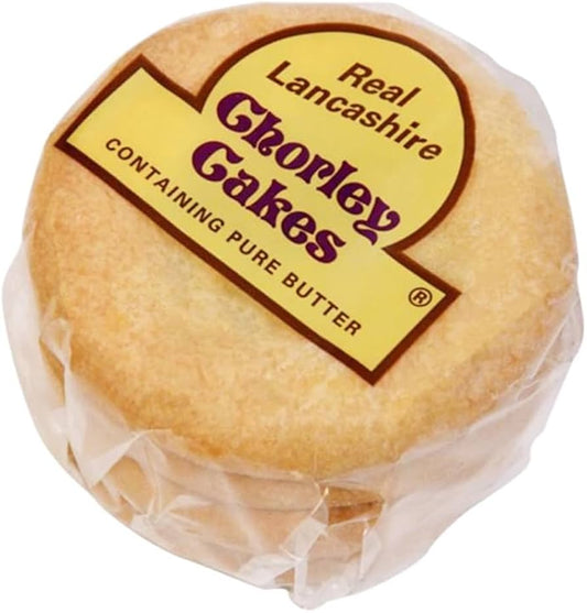 Real Lancashire Chorley Cake - 4 Cakes in Pack - British Snacks Made with Pure Butter & Dried Currants | Traditional & Delicious Butter Cookies for Any Occasion | 9.17 oz