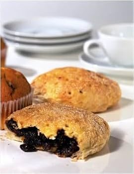 Real Lancashire Eccles Cake - 4 Cakes in Pack | British Snacks Made with Pure Butter & Dried Currants | Traditional & Delicious Butter Cookies for Any Occasion | 5.29 oz