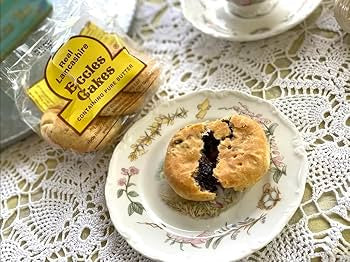 Real Lancashire Eccles Cake - 4 Cakes in Pack | British Snacks Made with Pure Butter & Dried Currants | Traditional & Delicious Butter Cookies for Any Occasion | 5.29 oz - Pack of 3