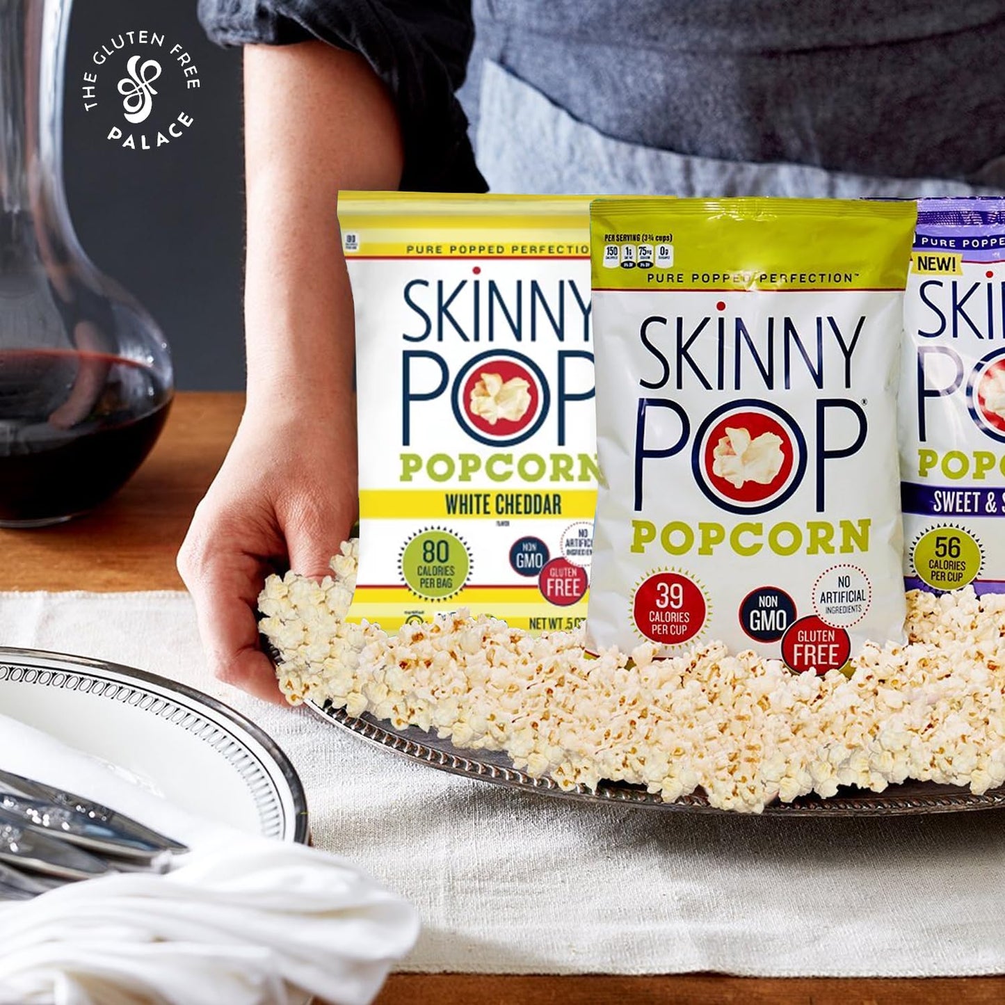 Skinny Pop Popcorn Individual Bags Variety Pack - Original Skinny Pop Kettle Corn,3 Flavors, 18 Count