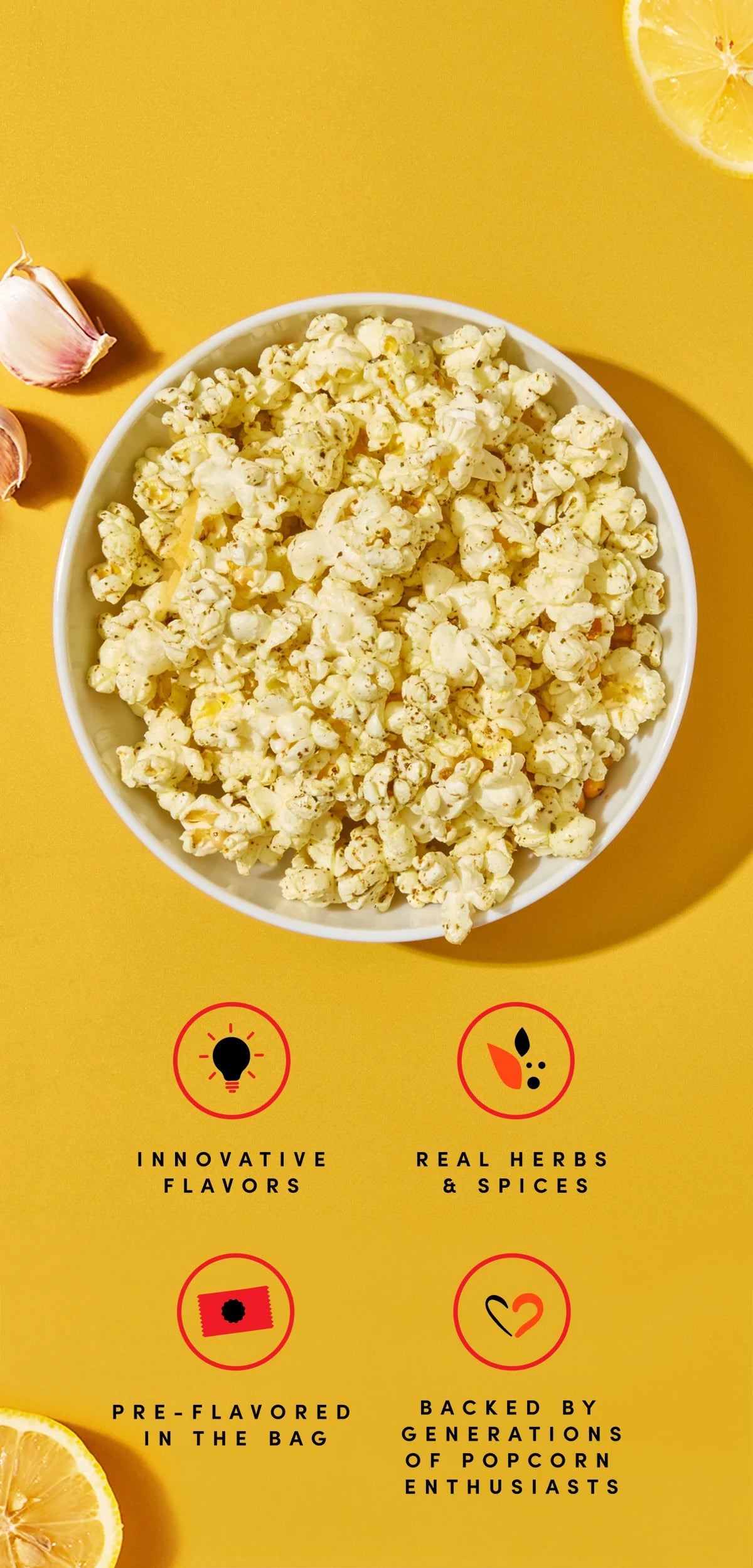 Nature's Crush Flavored Gourmet Vegan Microwave Popcorn, Lemon Pepper Garlic Blend - 16 bags